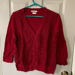 Dark red floral cardigan